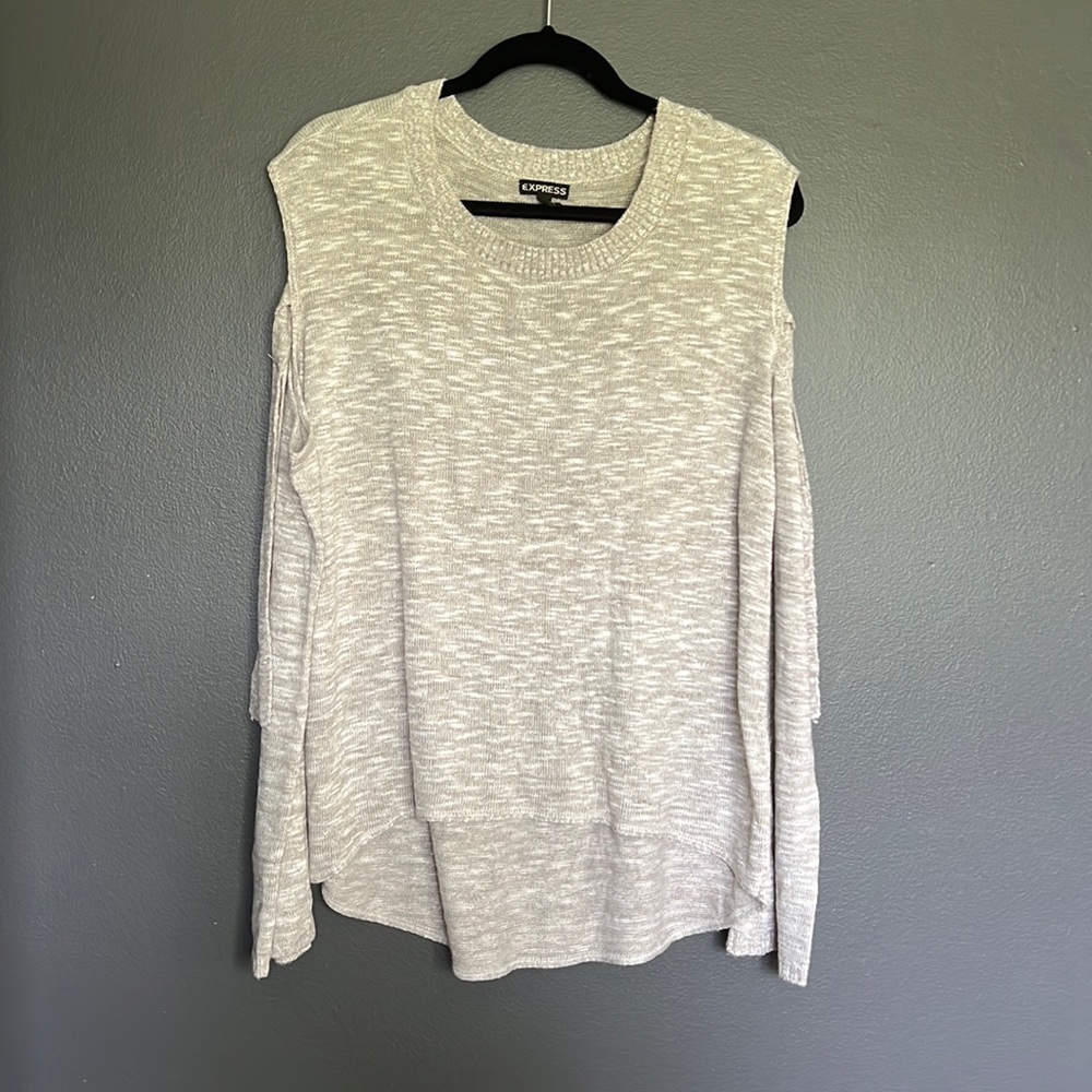 Express Cream Cold Shoulder Sweater - L
